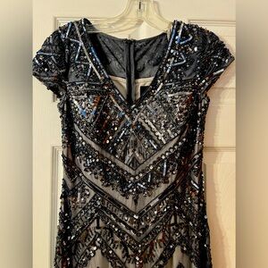 Gray silver Adrianna Papell gown size 4P